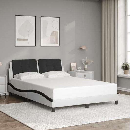 Bed Frame without Mattress "Zadar" White and Black 120x200 cm Faux Leather