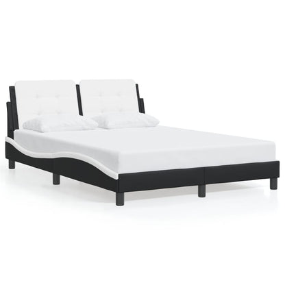 Bed Frame without Mattress "Zadar" Black and White 140x190 cm Faux Leather