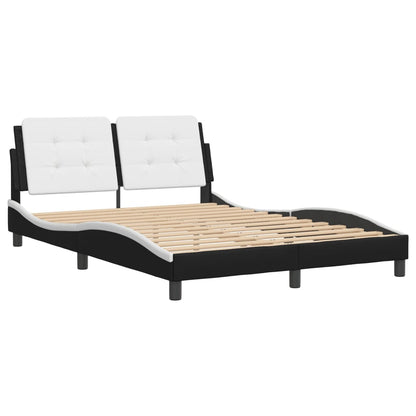 Bed Frame without Mattress "Zadar" Black and White 140x190 cm Faux Leather