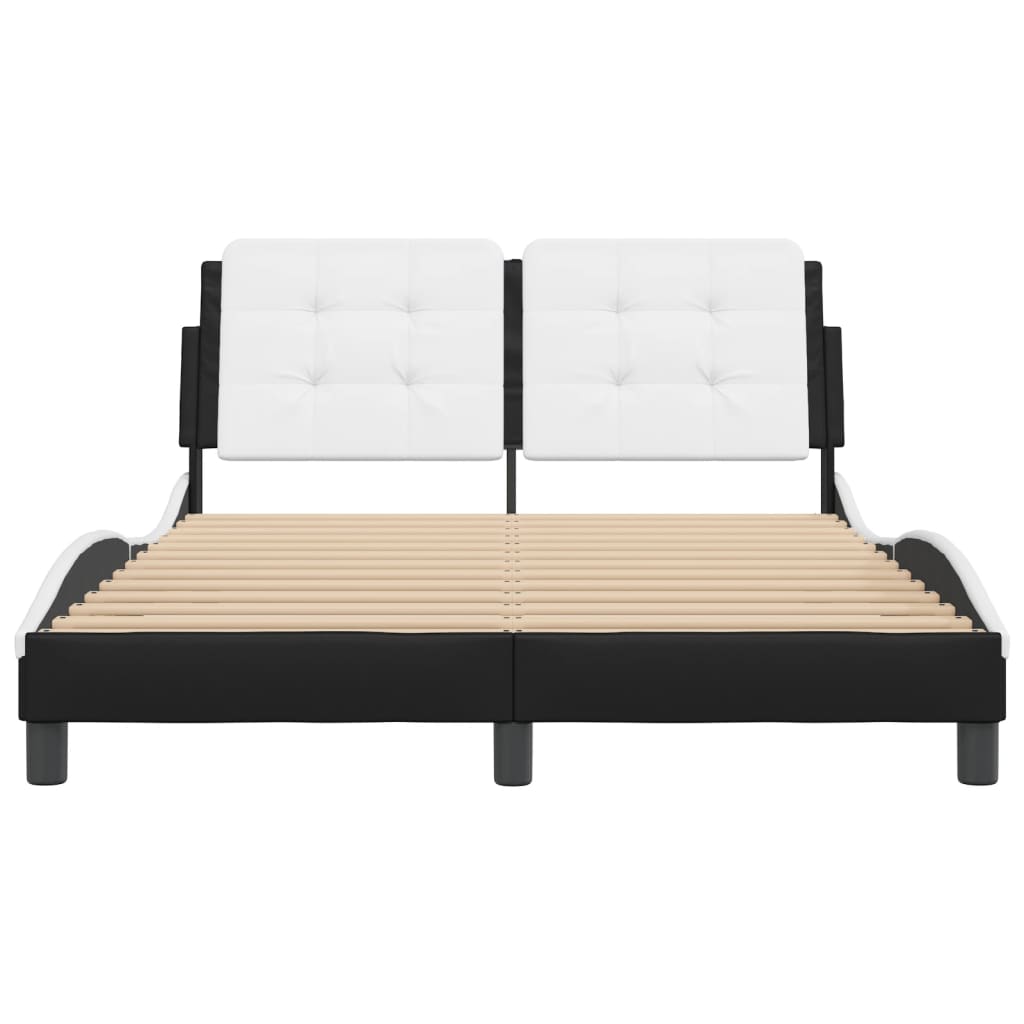 Bed Frame without Mattress "Zadar" Black and White 140x190 cm Faux Leather