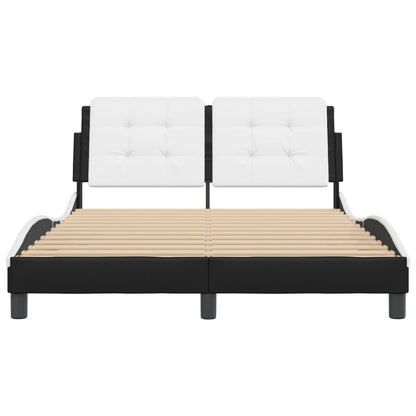 Bed Frame without Mattress "Zadar" Black and White 140x190 cm Faux Leather