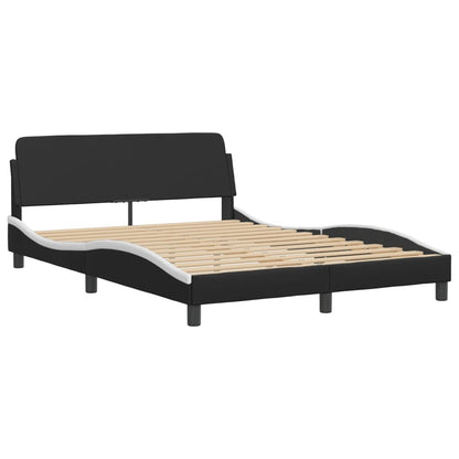 Bed Frame without Mattress "Zadar" Black and White 140x190 cm Faux Leather