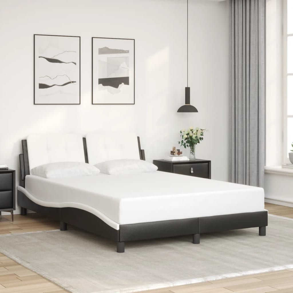 Bed Frame without Mattress "Zadar" Black and White 140x190 cm Faux Leather