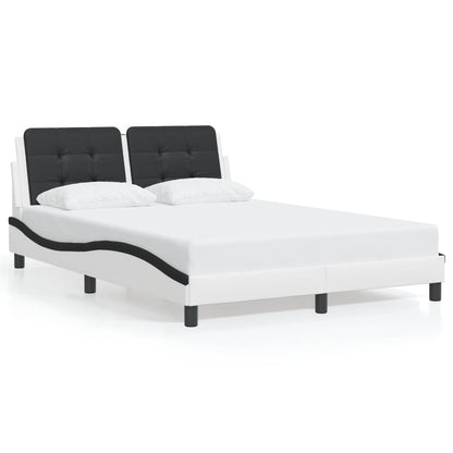 Bed Frame without Mattress "Zadar" White and Black 140x190 cm Faux Leather