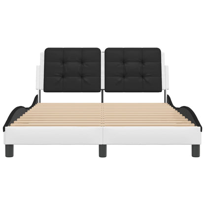 Bed Frame without Mattress "Zadar" White and Black 140x190 cm Faux Leather