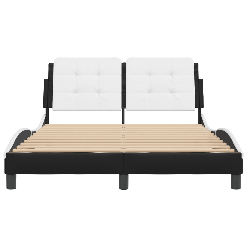 Bed Frame without Mattress "Zadar" Black and White 140x200 cm Faux Leather