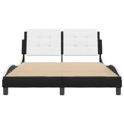 Bed Frame without Mattress "Zadar" Black and White 140x200 cm Faux Leather