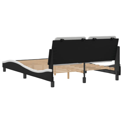 Bed Frame without Mattress "Zadar" Black and White 140x200 cm Faux Leather
