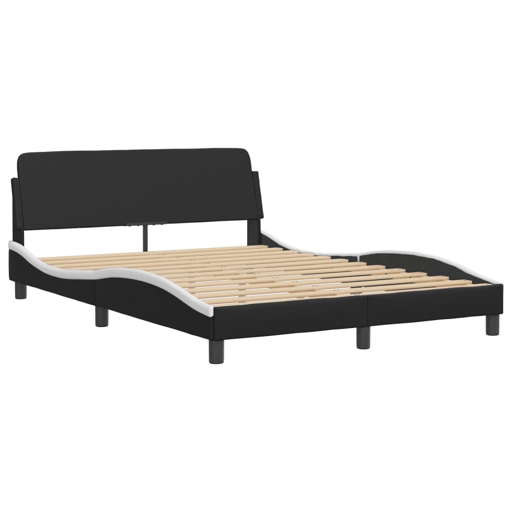 Bed Frame without Mattress "Zadar" Black and White 140x200 cm Faux Leather