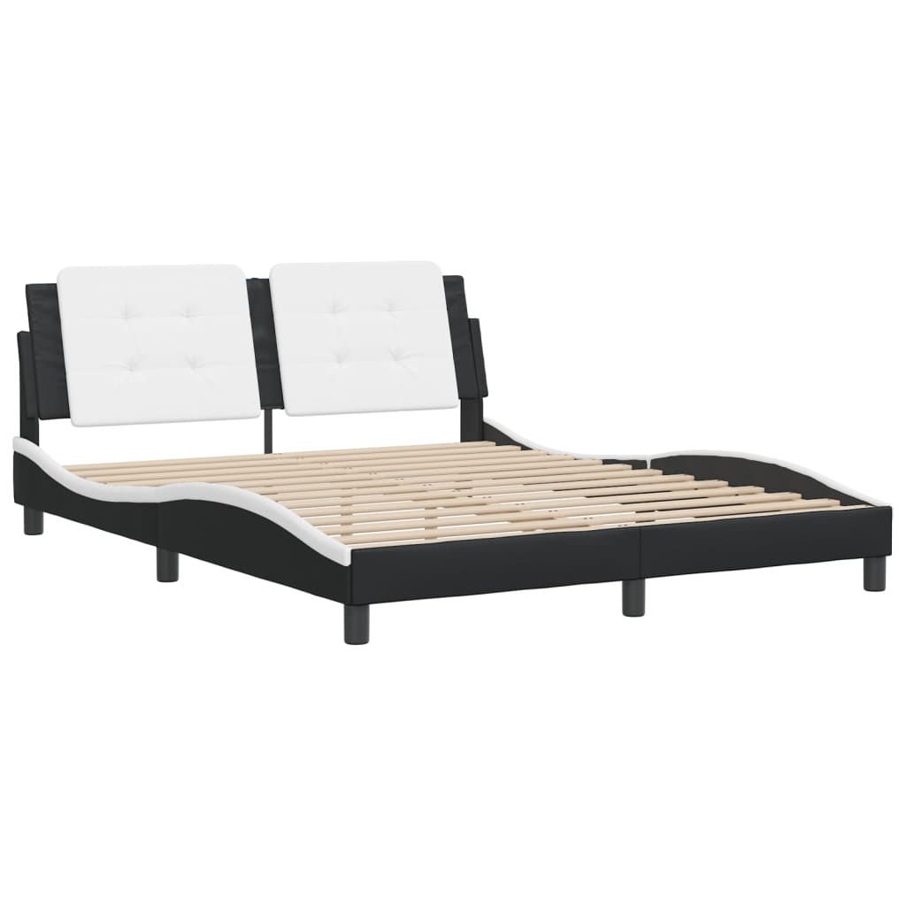 Bed Frame without Mattress "Zadar" Black and White 160x200 cm Faux Leather