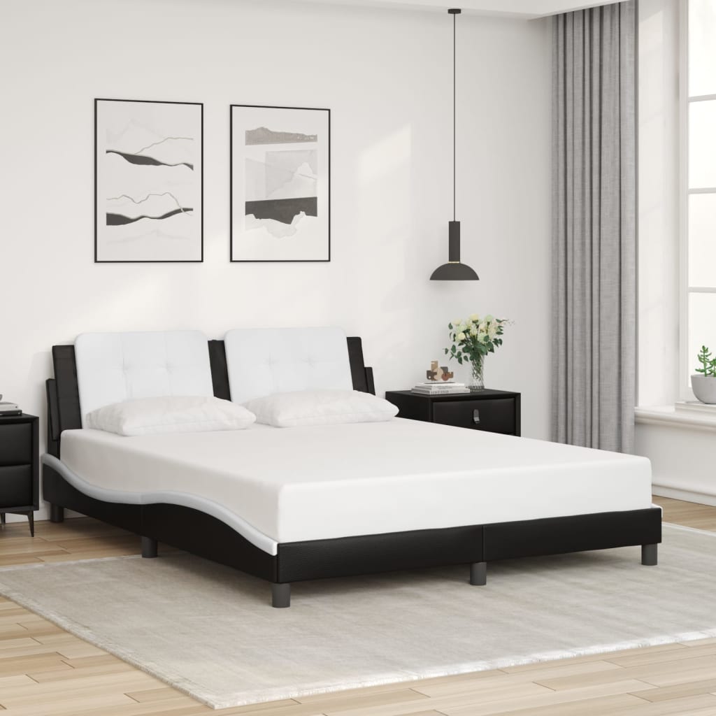 Bed Frame without Mattress "Zadar" Black and White 160x200 cm Faux Leather
