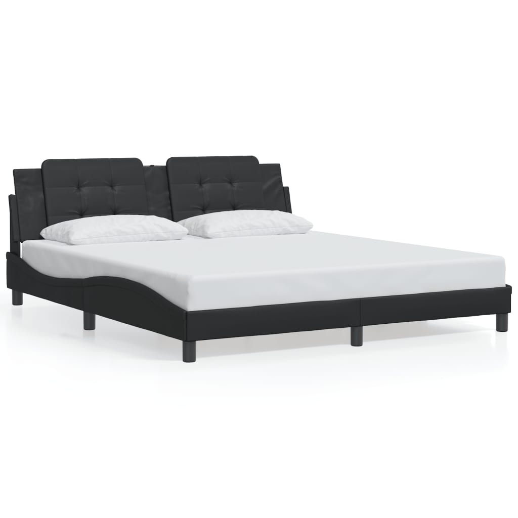 Bed Frame without Mattress "Zadar" Black 180x200 cm Super King Faux Leather