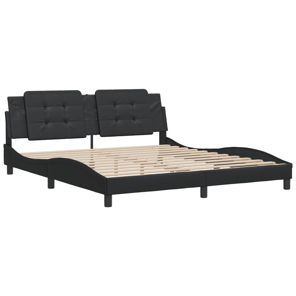 Bed Frame without Mattress "Zadar" Black 180x200 cm Super King Faux Leather