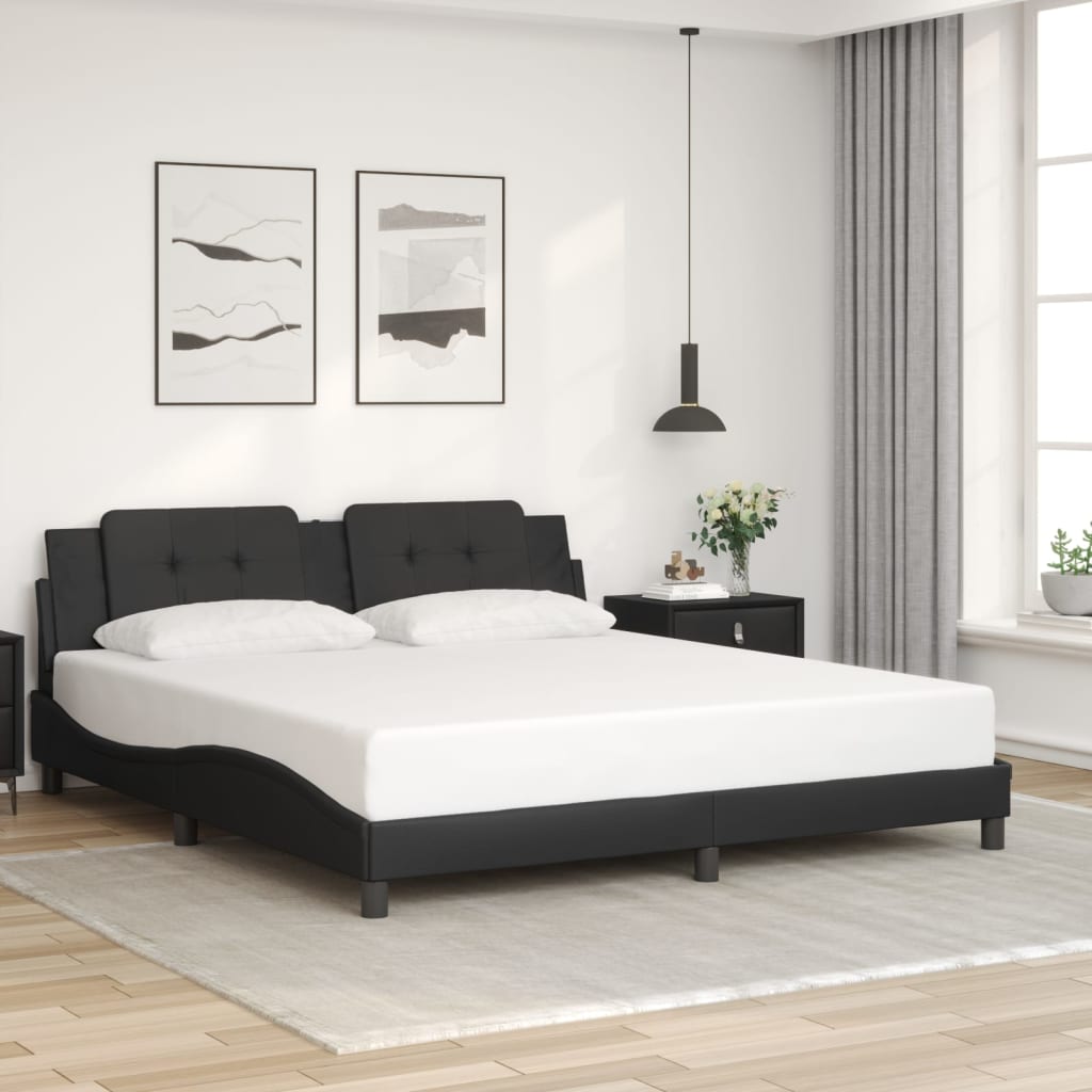 Bed Frame without Mattress "Zadar" Black 180x200 cm Super King Faux Leather