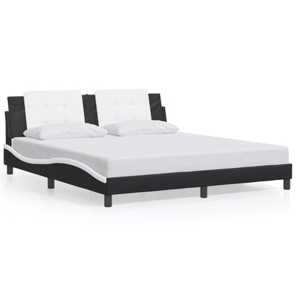 Bed Frame without Mattress "Zadar" Black and White 180x200 cm Super King Faux Leather