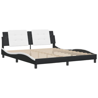 Bed Frame without Mattress "Zadar" Black and White 180x200 cm Super King Faux Leather