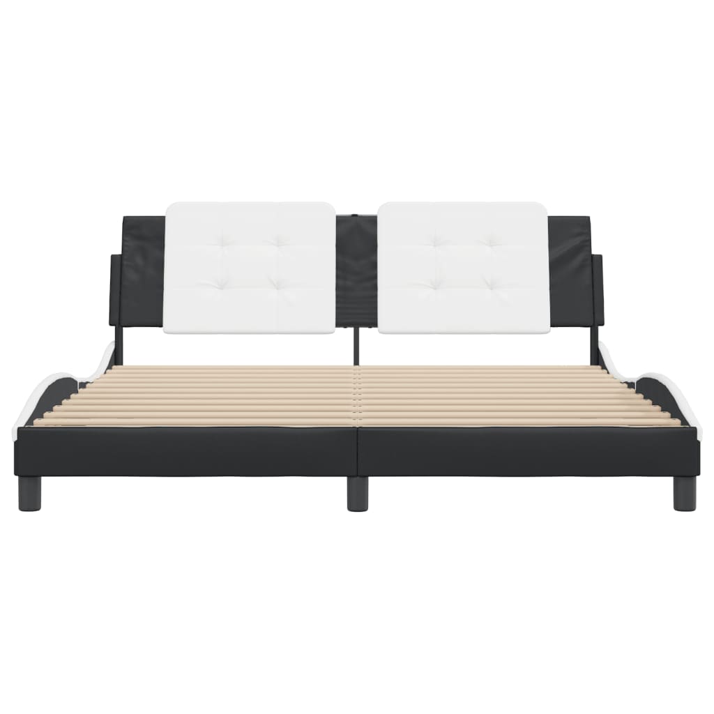 Bed Frame without Mattress "Zadar" Black and White 180x200 cm Super King Faux Leather