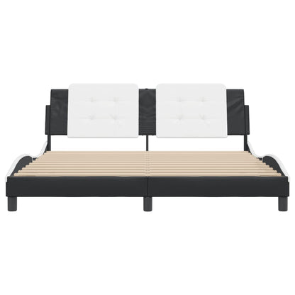 Bed Frame without Mattress "Zadar" Black and White 180x200 cm Super King Faux Leather