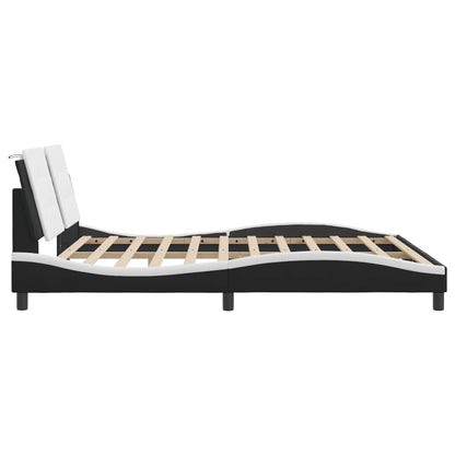 Bed Frame without Mattress "Zadar" Black and White 180x200 cm Super King Faux Leather