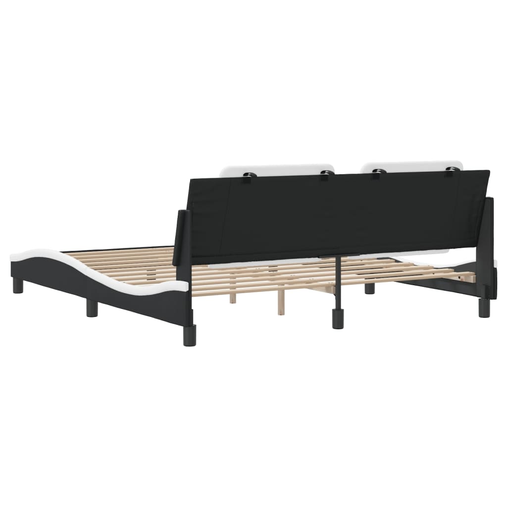 Bed Frame without Mattress "Zadar" Black and White 180x200 cm Super King Faux Leather