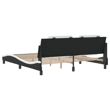 Bed Frame without Mattress "Zadar" Black and White 180x200 cm Super King Faux Leather