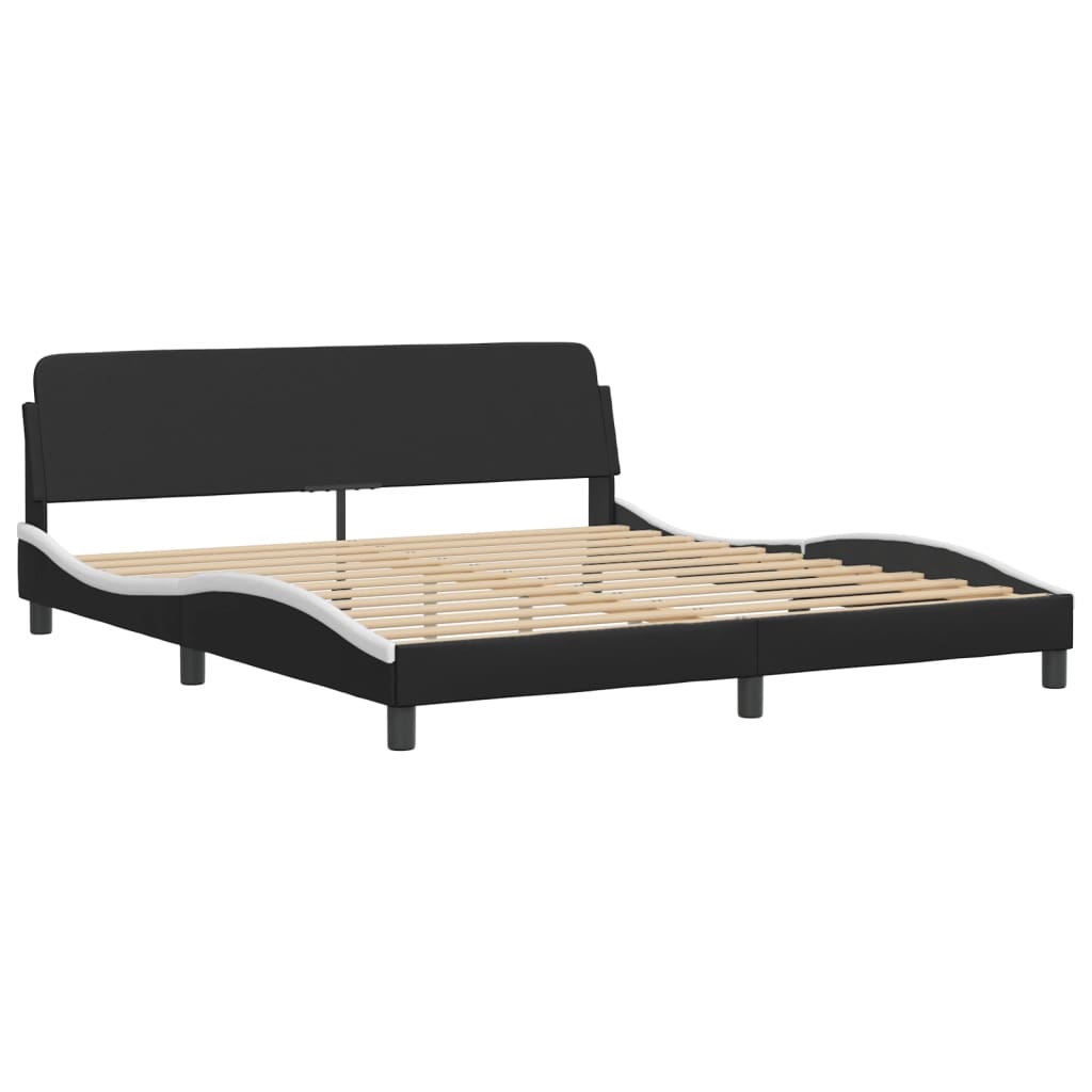 Bed Frame without Mattress "Zadar" Black and White 180x200 cm Super King Faux Leather