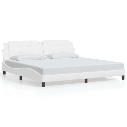 Bed Frame without Mattress "Zadar" White 200x200 cm Faux Leather