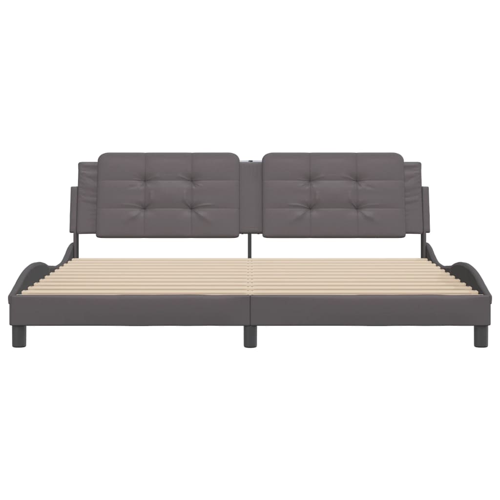 Bed Frame without Mattress "Zadar" Grey 200x200 cm Faux Leather