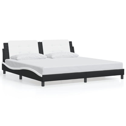 Bed Frame without Mattress "Zadar" Black and White 200x200 cm Faux Leather