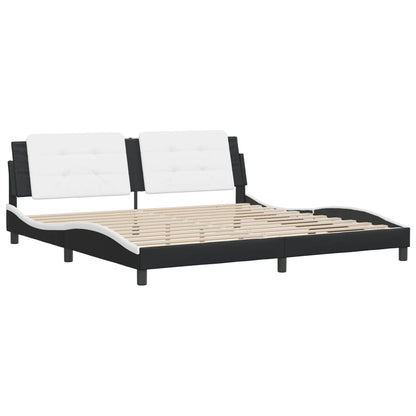 Bed Frame without Mattress "Zadar" Black and White 200x200 cm Faux Leather