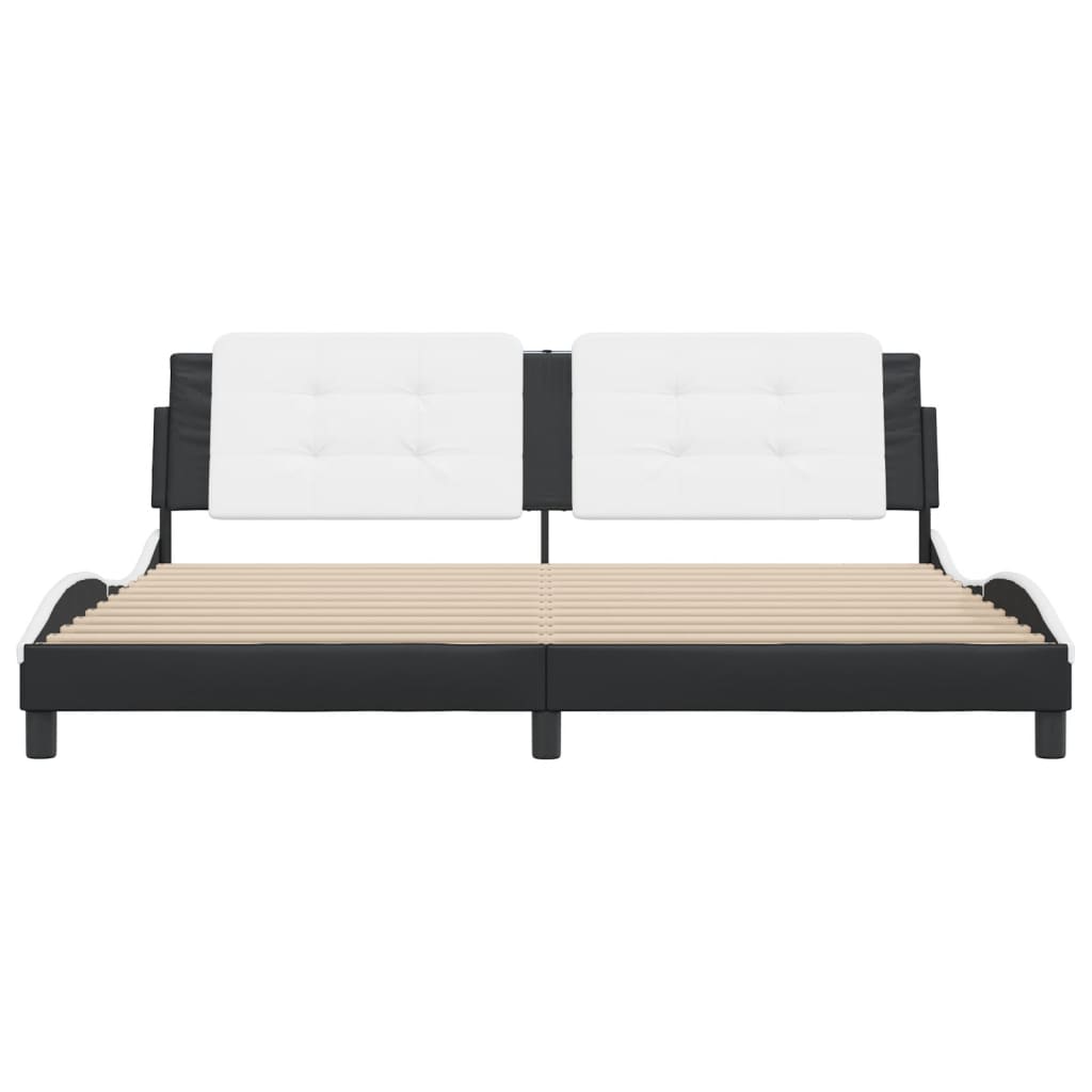 Bed Frame without Mattress "Zadar" Black and White 200x200 cm Faux Leather