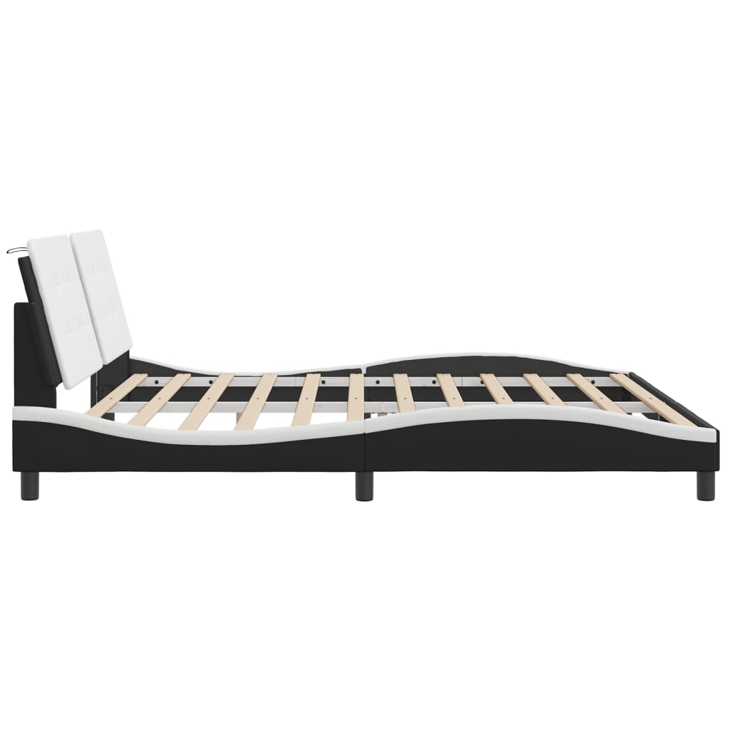 Bed Frame without Mattress "Zadar" Black and White 200x200 cm Faux Leather