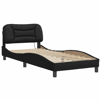 Bed Frame with LED without Mattress "Hvar" Black 80x200 cm