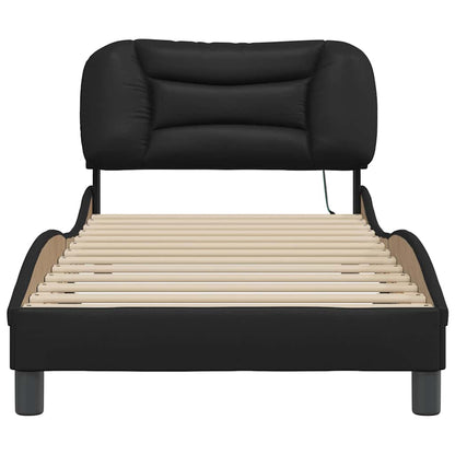 Bed Frame with LED without Mattress "Hvar" Black 80x200 cm