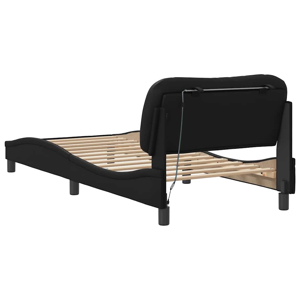 Bed Frame with LED without Mattress "Hvar" Black 80x200 cm