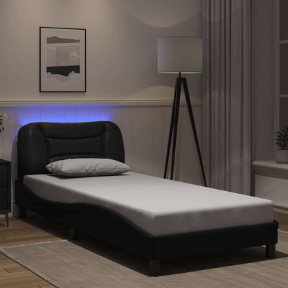Bed Frame with LED without Mattress "Hvar" Black 80x200 cm