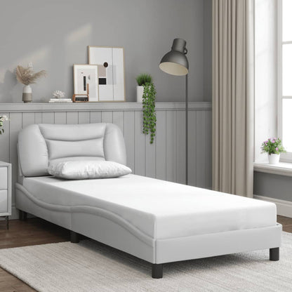 Bed Frame with LED without Mattress "Hvar" White 80x200 cm