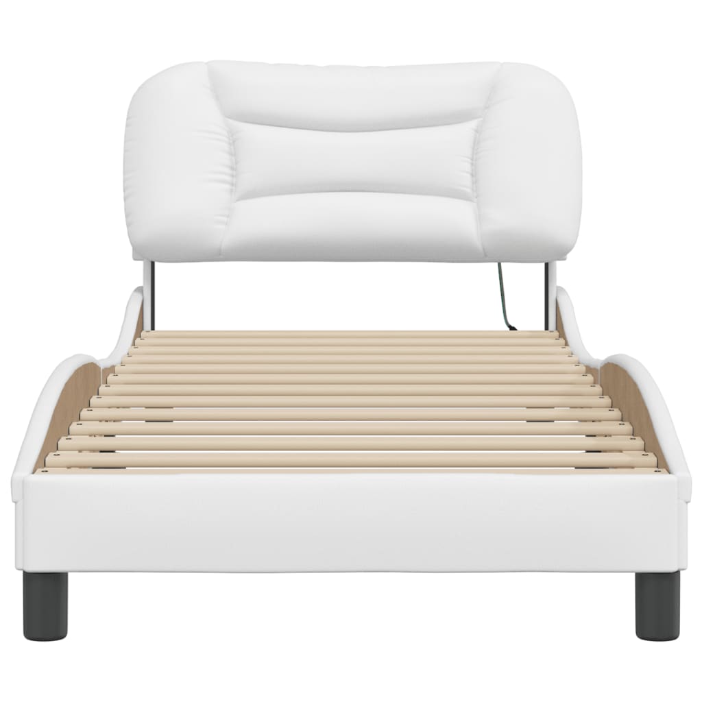 Bed Frame with LED without Mattress "Hvar" White 80x200 cm