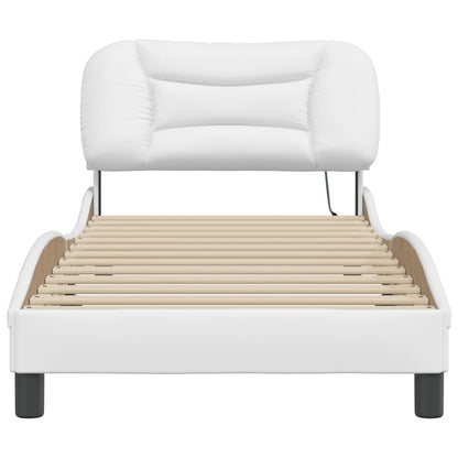 Bed Frame with LED without Mattress "Hvar" White 80x200 cm