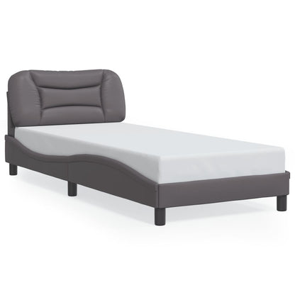 Bed Frame with LED without Mattress "Hvar" Grey 80x200 cm
