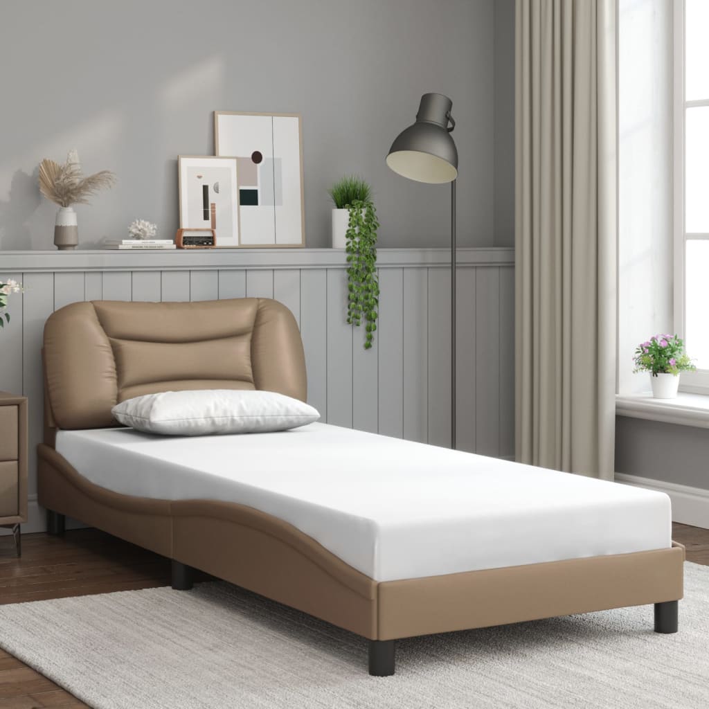 Bed Frame with LED without Mattress "Hvar" Cappuccino 80x200 cm
