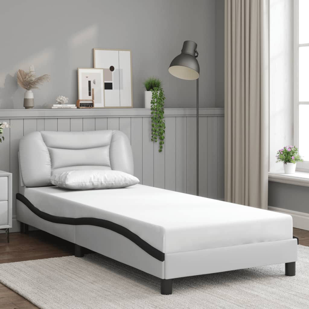 Bed Frame with LED without Mattress "Hvar" White and Black 80x200 cm
