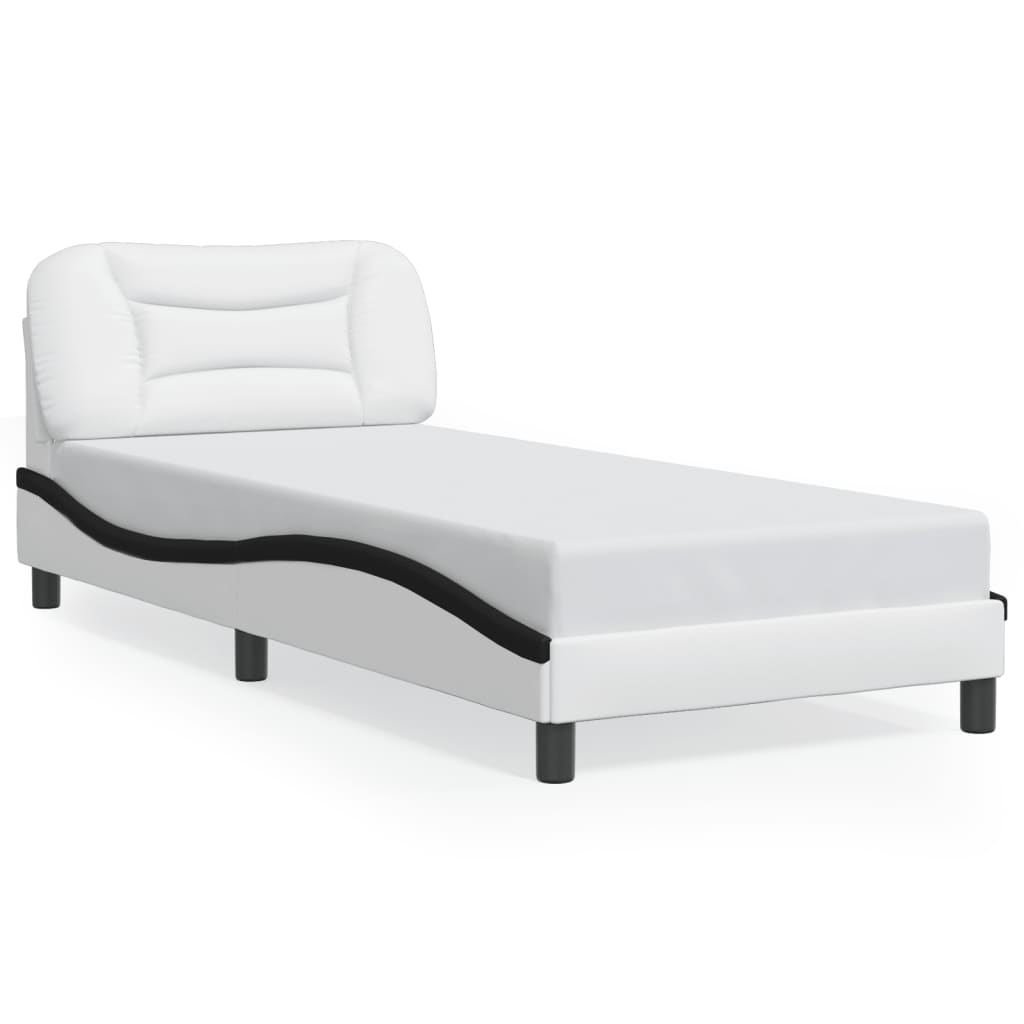 Bed Frame with LED without Mattress "Hvar" White and Black 80x200 cm