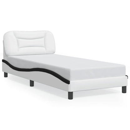 Bed Frame with LED without Mattress "Hvar" White and Black 80x200 cm