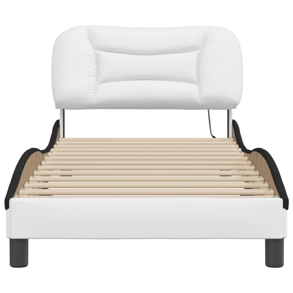 Bed Frame with LED without Mattress "Hvar" White and Black 80x200 cm