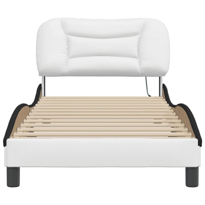 Bed Frame with LED without Mattress "Hvar" White and Black 80x200 cm