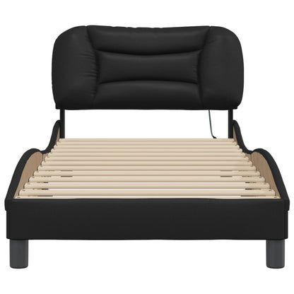 Bed Frame with LED without Mattress "Hvar" Black 90x190 cm