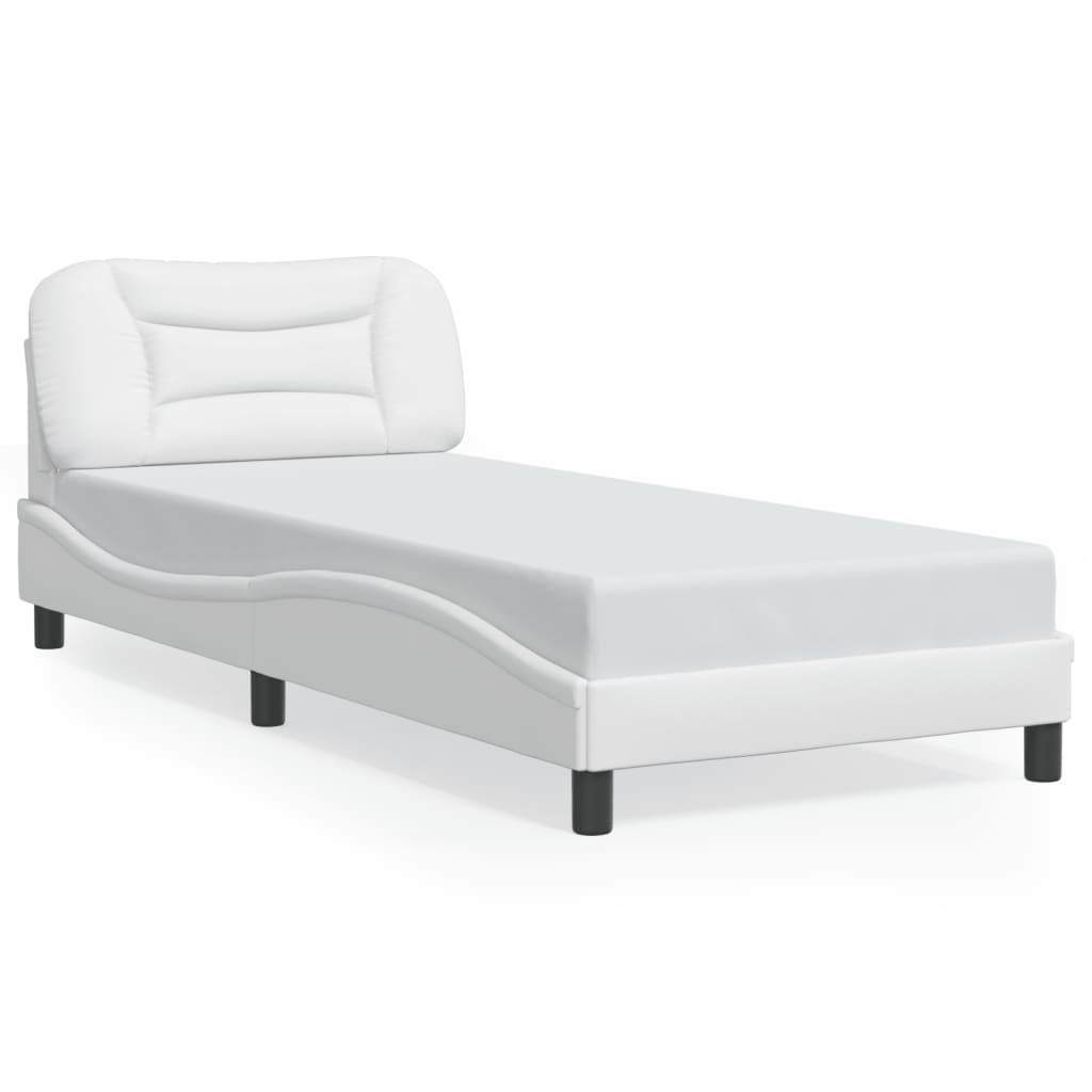 Bed Frame with LED without Mattress "Hvar" White 90x190 cm
