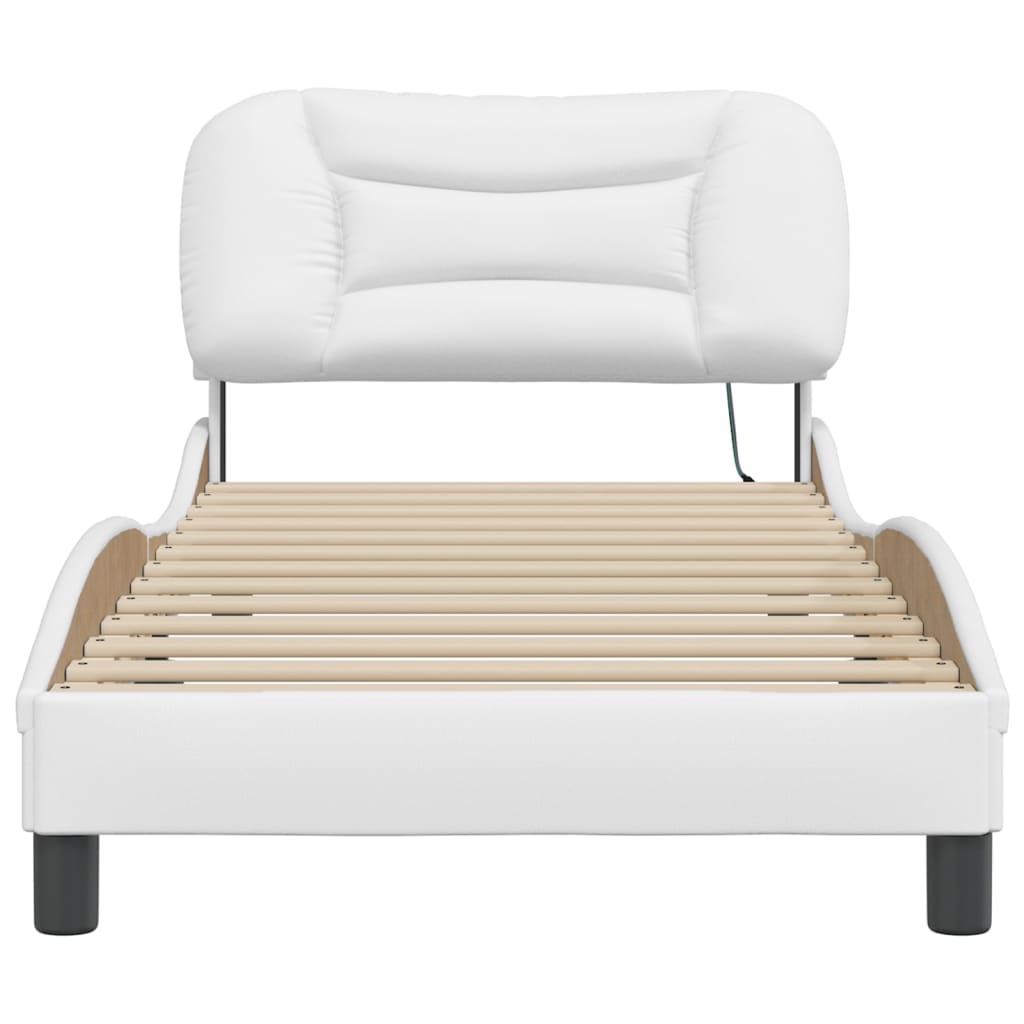Bed Frame with LED without Mattress "Hvar" White 90x190 cm