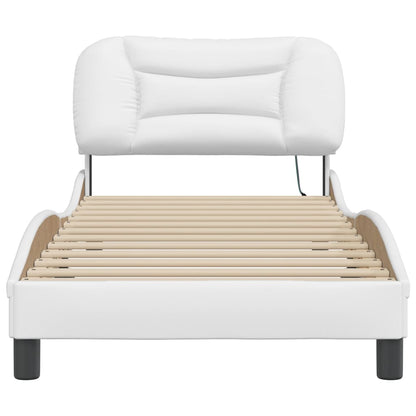 Bed Frame with LED without Mattress "Hvar" White 90x190 cm